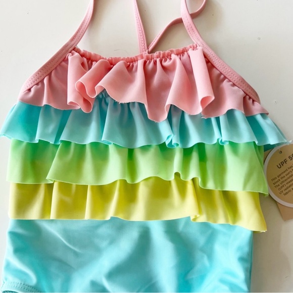 New Rainbow Ruffles Swimsuit NWT - Picture 3 of 15